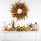 22&#x22; Autumn Harvest Triple Candle Holder with Artificial Fall Foliage